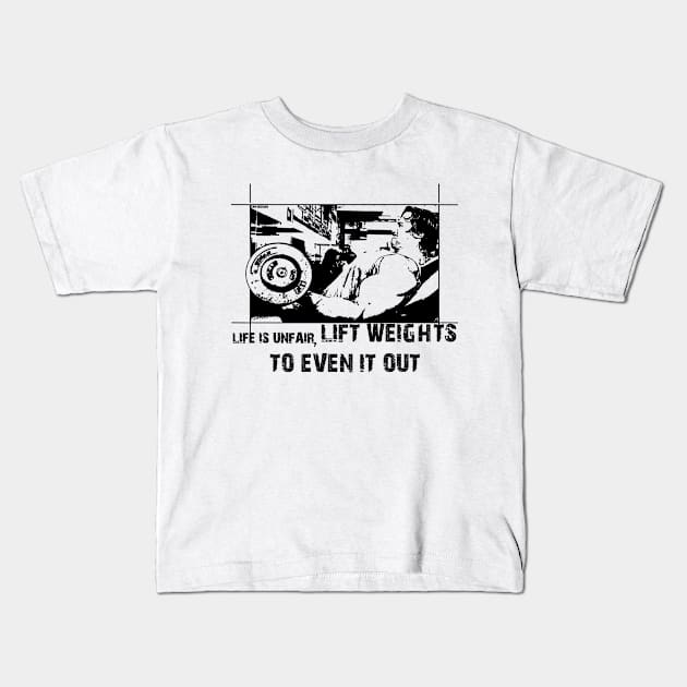 Lift Weights Kids T-Shirt by IamValkyrie